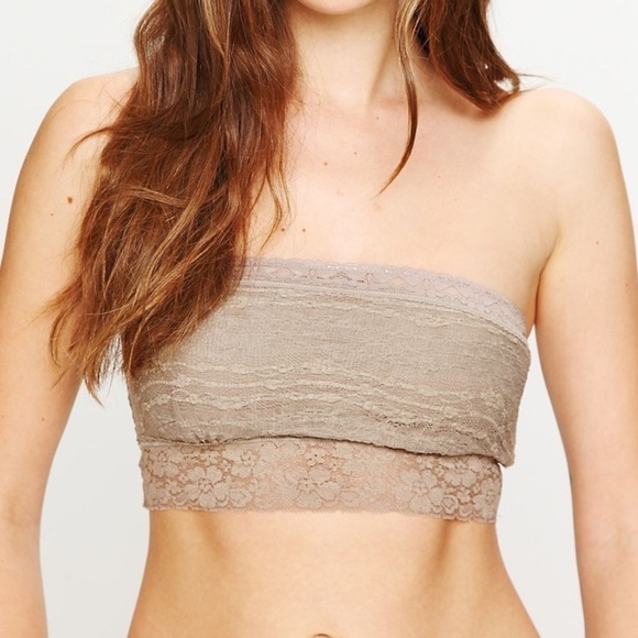 FREE PEOPLE NWT Lace Trim Bandeau Bra Size XS in Taupe - Picture 3 of 13
